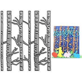 Metal Autumn Tree Trunk Stump Background Die Cuts, Winter Branches and Trunks Cutting Die DIY Crafts Template Mould Stencils for DIY Embossing Card Making Album Decorative Paper Scrapbooking