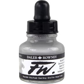 Daler-Rowney FW Acrylic Ink Bottle Cool Grey - Versatile Acrylic Drawing Ink for Artists and Students - Permanent Calligraphy Ink - Archival Ink for Illustrating and More