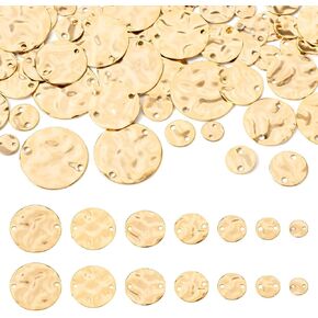 Beadthoven Assorted Sizes Colors Brass Flat Round Link Connectors for Bracelet Earrings Textured Metal Disc Link Charm Pendants Connectors for DIY Jewelry Making Craft Findings Gold/Silver/Platinum in Kuwait