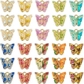 KISSITTY Acrylic Butterfly Pendants Colorful Butterfly Acrylic Charms Flying Insect Dangle Charms for DIY Earring Bracelet Necklace Key Chain Jewelry Making Crafts