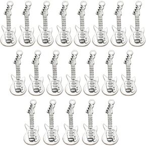 TENDYCOCO 20pcs Vintage Guitar Charms Guitar Pick Holder for Necklace Bracelet for Girl Men Women