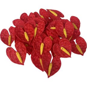 30 PCS Red Anthurium 1.5 بوصة من الزهور الطينية مع ثقب لجمع المجوهرات صنع لوازم الحرف DIY