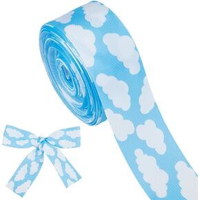 OLYCRAFT 15yards/13.7m Blue Sky White Clouds Ribbon 38mm Wide Cloud Ribbons White and Blue Polyester Ribbon Sky Clouds Decorative Ribbon Bow Decoration for Present Wrapping Hair Bow Sewing Decor