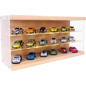 Large Acrylic Display Case for 1/64 Scale Diecast Cars - 28-Car Storage Organizer, Dust-Proof Cabinet with Adjustable Shelves, Compatible with Model Toy Collections
