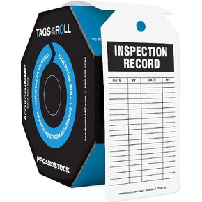 Accuform 250 Inspection and Status Record Tags by-The-Roll, Inspection Record, US Made OSHA Compliant Tags, Waterproof PF-Cardstock, Resists Tears, 6.25"x3", TAR728