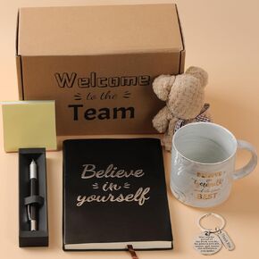 New Employee Welcome To The Team Gift Sets Employee Appreciation Gift Sets Includes Coffee Mug Greeting Card Key Chain Multifunctional Pen Notebook Note Towel Appreciation Gift for Worker