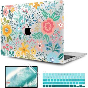 TwoL Compatible with MacBook Pro 13 inch Case 2022 2021 2020, Plastic Hard Shell Case Cover and Keyboard Skin & Screen Protector for MacBook Pro 13 inch A2338 M2/M1 A2289 A2251, Abstract Flower