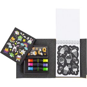 Tiger Tribe Neon Coloring Set - Glow Friends, Cute Activity Set for Kids, incl. Stickers & Markers, Portable, Perfect for Travel, Great Gift