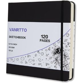 Hardcover Square Sketch Book, 120lb/200GSM Sketchbook Thick Drawing Paper for Marker Watercolor Pencil Mixed Media, Premium Drawing Notebook, Art Journal, 60 Sheets/120 Pages 8x8 Inch Sketch Pad