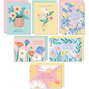 S&O Boxed Sympathy Cards with Envelopes. 24 Sorrow Notes Assortment. 6 Condolence Notes Styles. Suitable for Pet Sympathy sheets and Religious Bereavement Cards. 5x7 Greeting decor tags