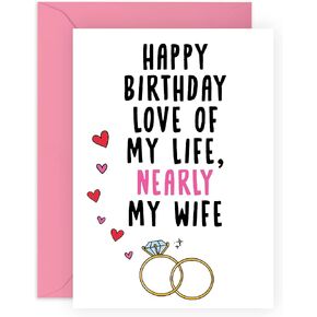 CENTRAL 23 Fiance Birthday Card For Her - Happy Birthday Card For Fiance - Sweet Girlfriend Birthday Card - Comes With Stickers