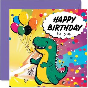 2nd Birthday Card Boy - Roarsome Dinosaur Party - Dinosaur Birthday Card for 2 Year Old Boy, Age 2 Boys Birthday Cards Second Birthday Card, 5.7 x 5.7 Inch Cute Greeting Card