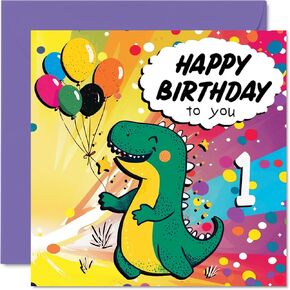 2nd Birthday Card Boy - Roarsome Dinosaur Party - Dinosaur Birthday Card for 2 Year Old Boy, Age 2 Boys Birthday Cards Second Birthday Card, 5.7 x 5.7 Inch Cute Greeting Card