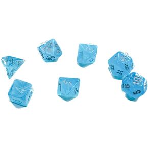 Sky Luminary Mini Dice with Silver Numbers 10mm (3/8in) Set of 7 Chessex