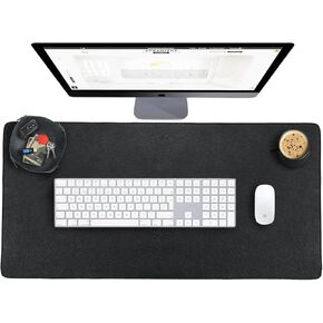 Leather Desk Pad Real Leather Desk Mat (31x15.6) Desk Cover Desk Blotter Desk Protector Large Computer Mat for Keyboard Gaming Mouse Pad (Black 3mm) Table Laptop Mat Office Desktop Accessories ELIZO