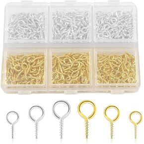 400pcs دبابيس العين الصغيرة المسمار لصناعة المجوهرات و DIY ، ومسامير العين المصغرة ، ومسامير العيينة للمشاريع الفنية وسحر حبة ، وسنانير العين الصغيرة وعيون المسمار للحرف الذهب والفضة ، و 3 أحجام