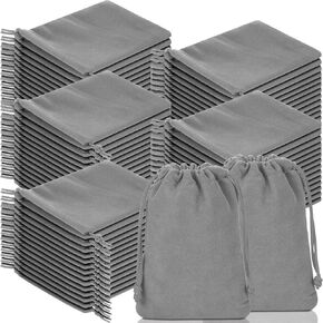 Sweetude 100 Pieces Velvet Drawstring Bags Jewelry Pouches for Christmas 2.76 x 3.54 Inches Wedding Mini Gift Bags Small Wrap Bags for Christmas, Wedding, New Year, Party Favors (Black)