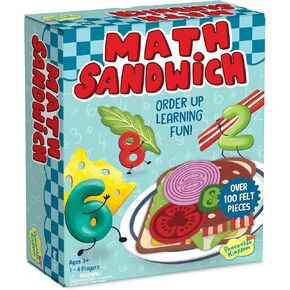 Peaceable Kingdom Math Sandwich Game: Preschool Math Games for Kids Ages 3 and Up – Includes 100+ Felt Food Pieces, 10 Menu Cards, Dry Erase Marker & Guest Check Tablet for Pretend Restaurant Play