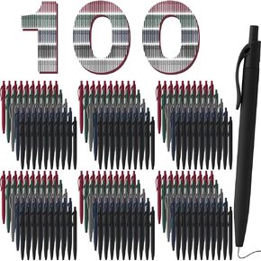 100 Pack Black Pens Bulk Retractable No Bleed Click Black Ink Smooth Writing Ballpoint Pens for School Office Supplies, 1.0mm