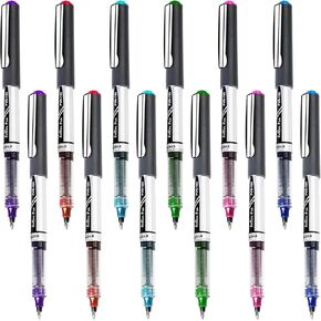 eyeye 0.7mm rollerball pens نقطة متوسطة ، 12 حزمة 6 ألوان قلم الكرة الجاف الجاف ، أقلام الحبر السائل نقاط الدهشة القلم الكتابة على نحو سلس للتغلب على المجلات ، ومكتب ، واللوازم المدرسية