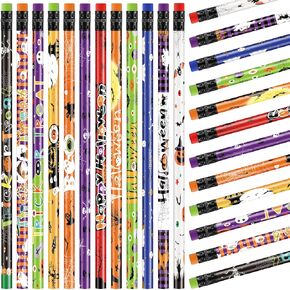 60 Pieces Halloween Pencils Bulk Pumpkin Ghost Trick or Treat Wooden Pencils with Eraser for Kids Students Class Reward Gift for Halloween Favors Supplies