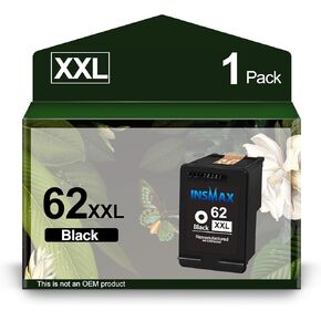 62XL Black Ink Cartridges Replacement for HP 62 XL 62 Ink Cartridge for Envy 5540 5660 5640 7644 7645 OfficeJet 250 200 5740 8040 Series Printer (1 Black)