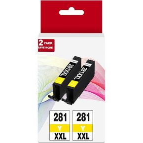 CLI-281 XXL Yellow Ink Cartridges 2 Pack Replacement for Canon 281XXL for Cannon 280 281XL Fit for TR8620a TR8600 TR8622a TR8520 TS9521c TR7520 TS9120 TR8622 TS9520 TS6220 TS6320 TS702a TR8500 TR7620