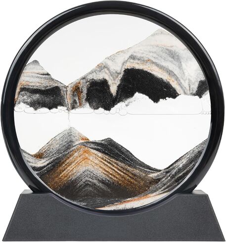Drakswet متحرك الحركة الرملية السائلة ， Moving Sand Art Picture-3D Sea Sea Sandscape ， عرض إطار زجاجي مستدير يتدفق الرمال الاسترخاء على سطح المكتب المنزلي ديكور العمل (الأرجواني) in Saudi Arabia