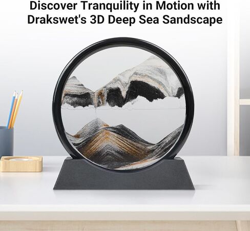 Drakswet متحرك الحركة الرملية السائلة ， Moving Sand Art Picture-3D Sea Sea Sandscape ， عرض إطار زجاجي مستدير يتدفق الرمال الاسترخاء على سطح المكتب المنزلي ديكور العمل (الأرجواني) in Saudi Arabia