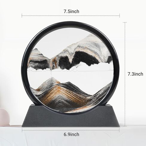 Drakswet متحرك الحركة الرملية السائلة ， Moving Sand Art Picture-3D Sea Sea Sandscape ， عرض إطار زجاجي مستدير يتدفق الرمال الاسترخاء على سطح المكتب المنزلي ديكور العمل (الأرجواني) in Saudi Arabia