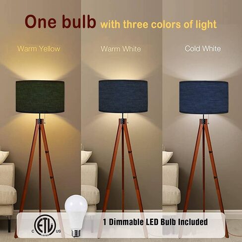 Wood Tripod Floor Lamp Navy Blue Marl Heather Triblend Melange Seamless Repeat Kit t shirt Modern Standing Lamp Linen Lampshade Dimmable Tall Lamp Mid Century Floor Lamp for Living Room Bedroom in Saudi Arabia