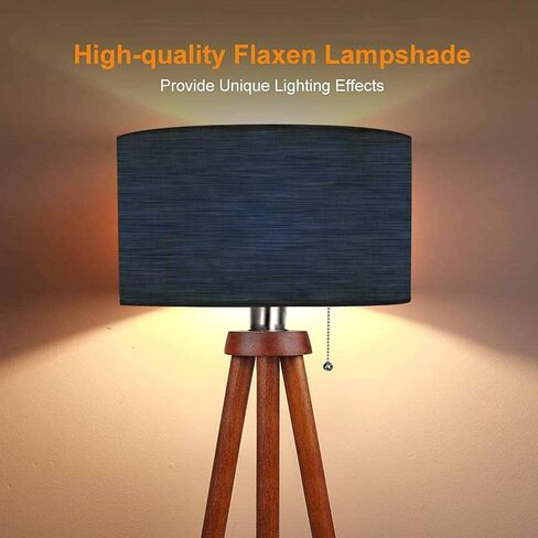 Wood Tripod Floor Lamp Navy Blue Marl Heather Triblend Melange Seamless Repeat Kit t shirt Modern Standing Lamp Linen Lampshade Dimmable Tall Lamp Mid Century Floor Lamp for Living Room Bedroom in Saudi Arabia