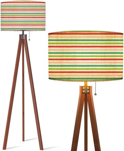 Wood Tripod Floor Lamp Navy Blue Marl Heather Triblend Melange Seamless Repeat Kit t shirt Modern Standing Lamp Linen Lampshade Dimmable Tall Lamp Mid Century Floor Lamp for Living Room Bedroom in Saudi Arabia