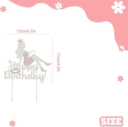 Happy Birthday Crown Cake Topper Queen Lady Rhinestone Cake Topper Glitter 50th Birthday Cupcake Toppers 50st Birthday Decorations for Girls Women Birthday Anniversary Party Favors in Kuwait