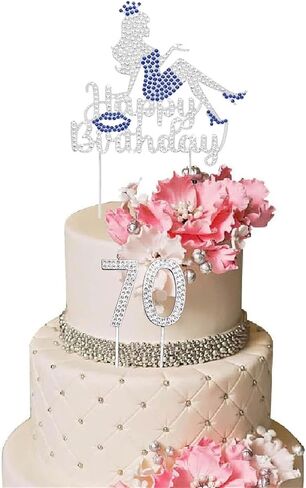 Happy Birthday Crown Cake Topper Queen Lady Rhinestone Cake Topper Glitter 50th Birthday Cupcake Toppers 50st Birthday Decorations for Girls Women Birthday Anniversary Party Favors in Kuwait