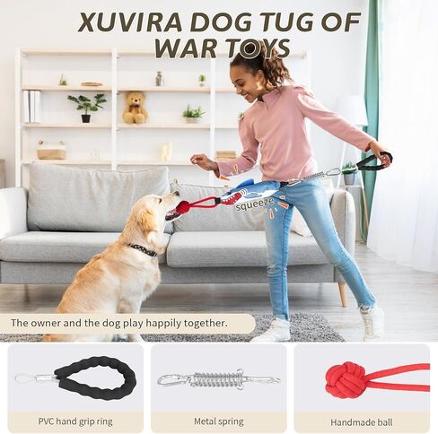 Tug of War Dog Toy for Pets That Like to Chew, with Spring-Loaded Bar and Comfort Handle, Durable Dog Toys, Indoor/Outdoor Dog Tug Toys in Saudi Arabia
