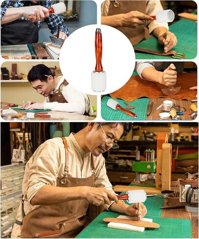 Leathercraft Wooden Handle Nylon Hammer - Wood Leather Carving Hammer Mallet for DIY Stamping Sew Leather Cowhide Tool in Saudi Arabia