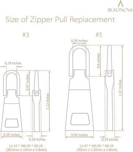 BEADNOVA Zipper Pull Replacement Repair Metal Zipper Pull Tab for Luggage Suitcase Backpack Jacket Bags Coat Boots (Gun Black and Silver Color Assorted, Size 3 and 5, 8 Piece) in Saudi Arabia