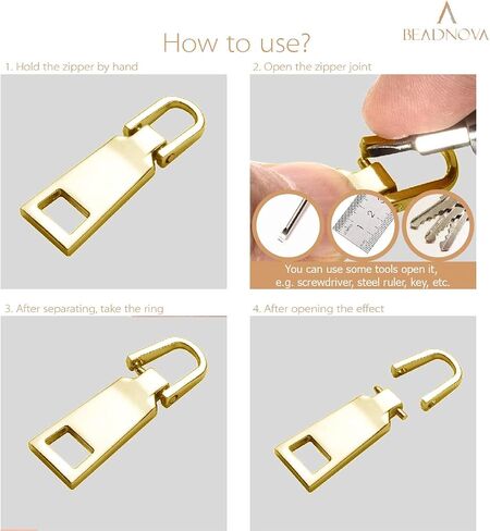 BEADNOVA Zipper Pull Replacement Repair Metal Zipper Pull Tab for Luggage Suitcase Backpack Jacket Bags Coat Boots (Gun Black and Silver Color Assorted, Size 3 and 5, 8 Piece) in Saudi Arabia