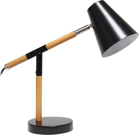 Simple Designs LD1059-WHT Wooden Pivot Desk Lamp, Matte White in Kuwait