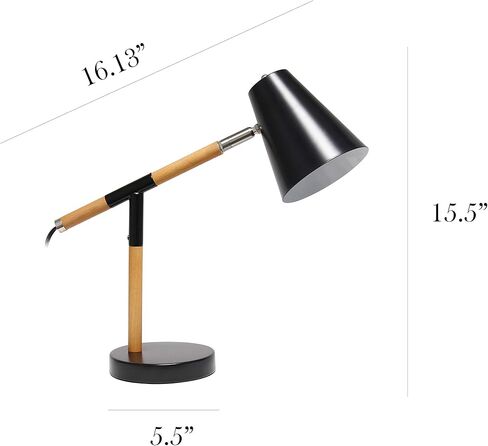 Simple Designs LD1059-WHT Wooden Pivot Desk Lamp, Matte White in Kuwait