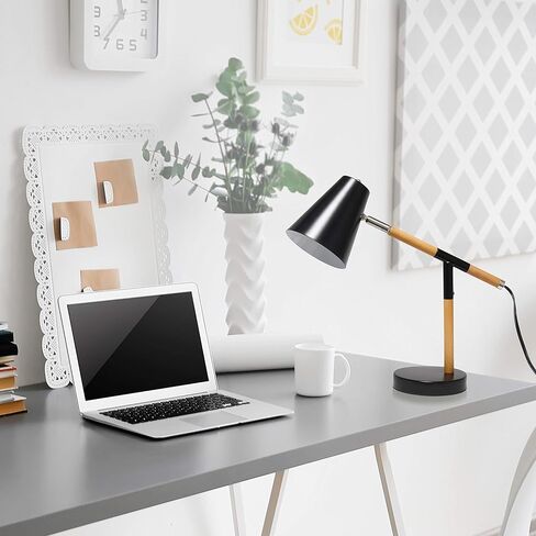 Simple Designs LD1059-WHT Wooden Pivot Desk Lamp, Matte White in Kuwait