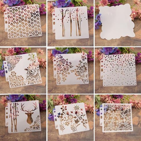 Different Airbrush DIY Hollow Design PET Plastic Stencil Painting Templates Stencils, Perfect for Textile Design, Wall Decoration, Window, Paper, Scrapbooking, Kids Crafting, 14x13cm/5.51x5.12in in Kuwait