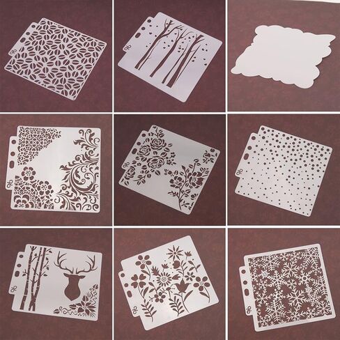 Different Airbrush DIY Hollow Design PET Plastic Stencil Painting Templates Stencils, Perfect for Textile Design, Wall Decoration, Window, Paper, Scrapbooking, Kids Crafting, 14x13cm/5.51x5.12in in Kuwait