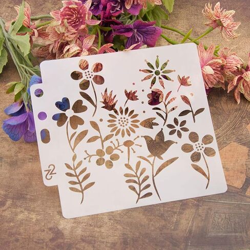 Different Airbrush DIY Hollow Design PET Plastic Stencil Painting Templates Stencils, Perfect for Textile Design, Wall Decoration, Window, Paper, Scrapbooking, Kids Crafting, 14x13cm/5.51x5.12in in Kuwait