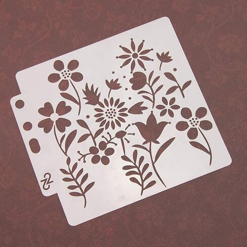 Different Airbrush DIY Hollow Design PET Plastic Stencil Painting Templates Stencils, Perfect for Textile Design, Wall Decoration, Window, Paper, Scrapbooking, Kids Crafting, 14x13cm/5.51x5.12in in Kuwait