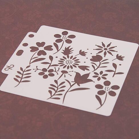 Different Airbrush DIY Hollow Design PET Plastic Stencil Painting Templates Stencils, Perfect for Textile Design, Wall Decoration, Window, Paper, Scrapbooking, Kids Crafting, 14x13cm/5.51x5.12in in Kuwait