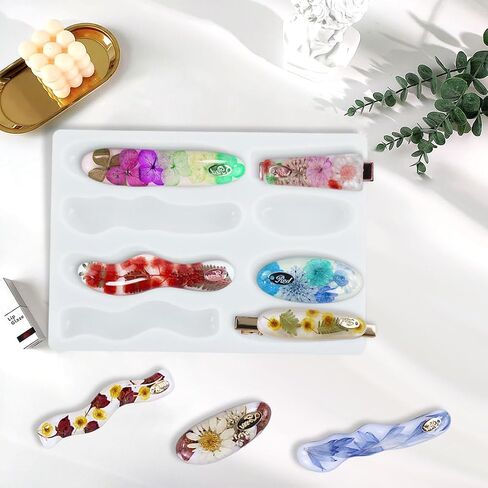 Voyyphixa Irregular Mine Edge Hair Clips Resin Mold with 16 Hair Barrettes Accessories Epoxy Resin Hair Pin Molds Silicone Jewelry Casting Molds DIY Crafts Bookmark Pendant Making Kit (16 hair clips) in Saudi Arabia