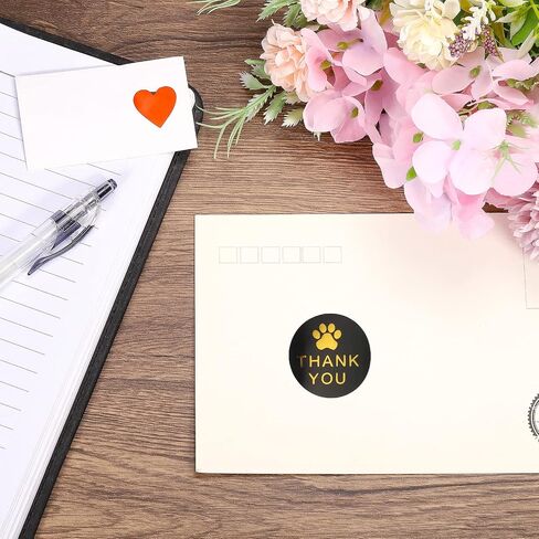 Meccanixity 1 Roll Paw Print Thank You Labels 1.5 بوصة لاصق علامات Paw Gold Dog لبطاقة الترحيب ، DIY ، الأعمال ، 500 العد/لفة in Kuwait