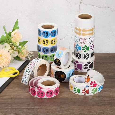 Meccanixity 1 Roll Paw Print Thank You Labels 1.5 بوصة لاصق علامات Paw Gold Dog لبطاقة الترحيب ، DIY ، الأعمال ، 500 العد/لفة in Kuwait